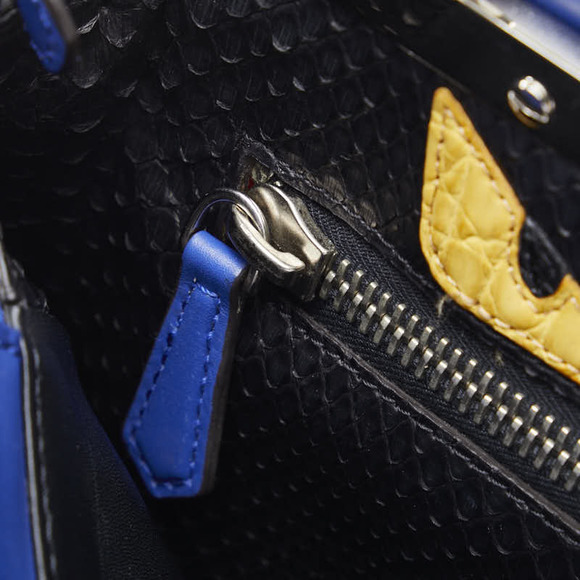 Fendi Peekaboo Monster Eyes Handbag Shoulder Bag 2way Navy Leather - Picture 7 of 8